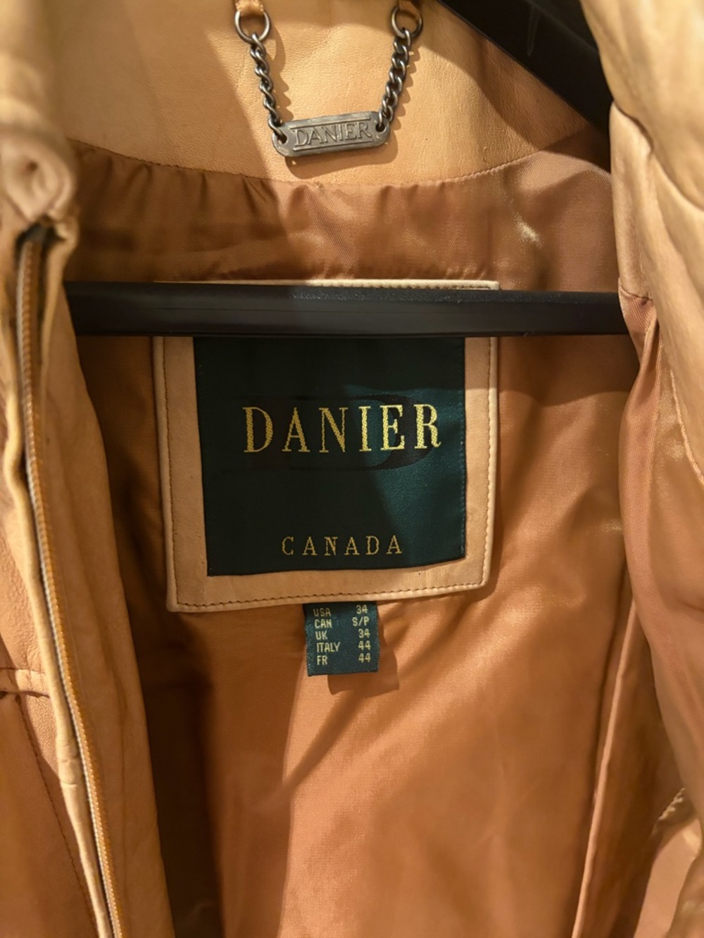 Danier Tan Leather Zip-Front Jacket - Picture 2 of 2